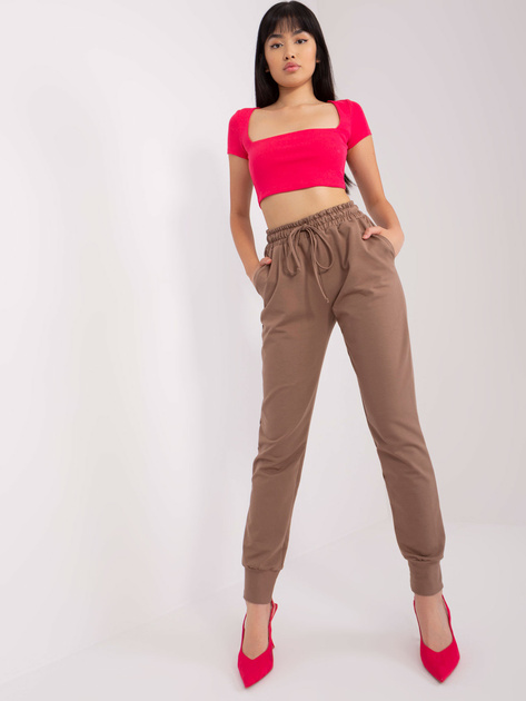 Hurt Brązowe spodnie dresowe z wysokim stanem