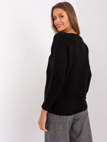 Hurt Czarny damski sweter klasyczny z warkoczami