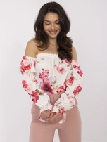 Hurt Jasnobeżowa bluzka hiszpanka z marszczonymi rękawami