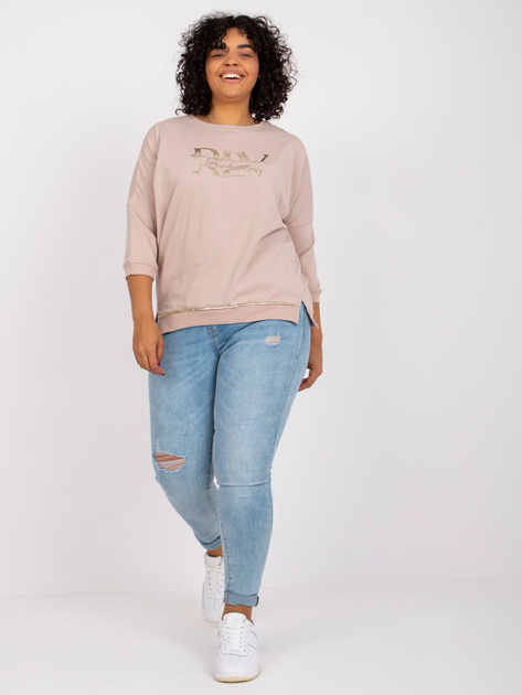 Jasnobeżowa bluzka plus size z dżetami Cordelia