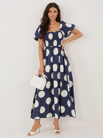 Granatowa rozkloszowana sukienka hiszpanka