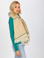 Hurtownia Beżowo-zielony damski szal we wzory