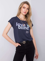 Dunkelblaues T-Shirt mit dem Aufdruck STITCH & SOUL.