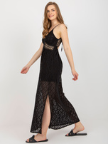 Hurt Czarna ażurowa sukienka z rozcięciem OCH BELLA