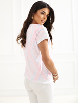 Jasnoróżowa casualowa bluzka w romby