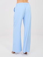 Pastelowy niebieski elegancki komplet ze spodniami RUE PARIS 