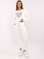 Ecru wholesale sweatpants with viscose addition.