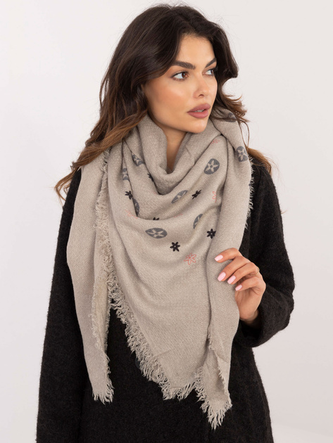 Szary damski szal z frędzlami