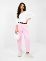 Pastelowe różowe sztruksowe spodnie marchewki