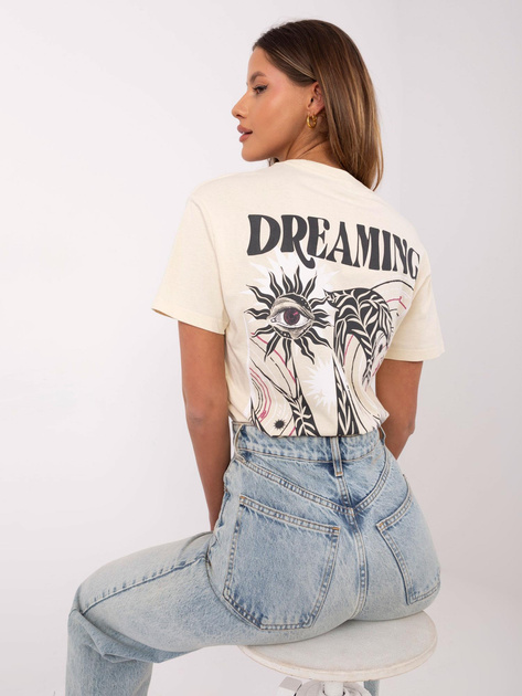 Hurt Jasnobeżowy damski t-shirt z bawełny SUBLEVEL