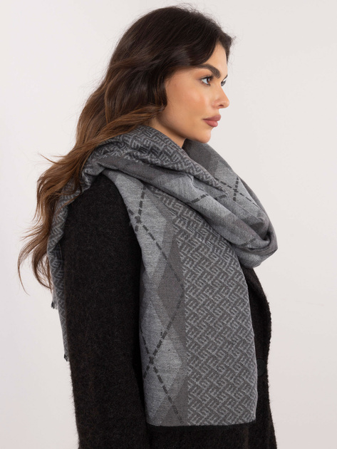 Hurtownia Ciemnoszary damski szal w romby