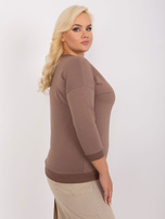 Hurt Brązowa bawełniana bluzka plus size ze ściągaczem