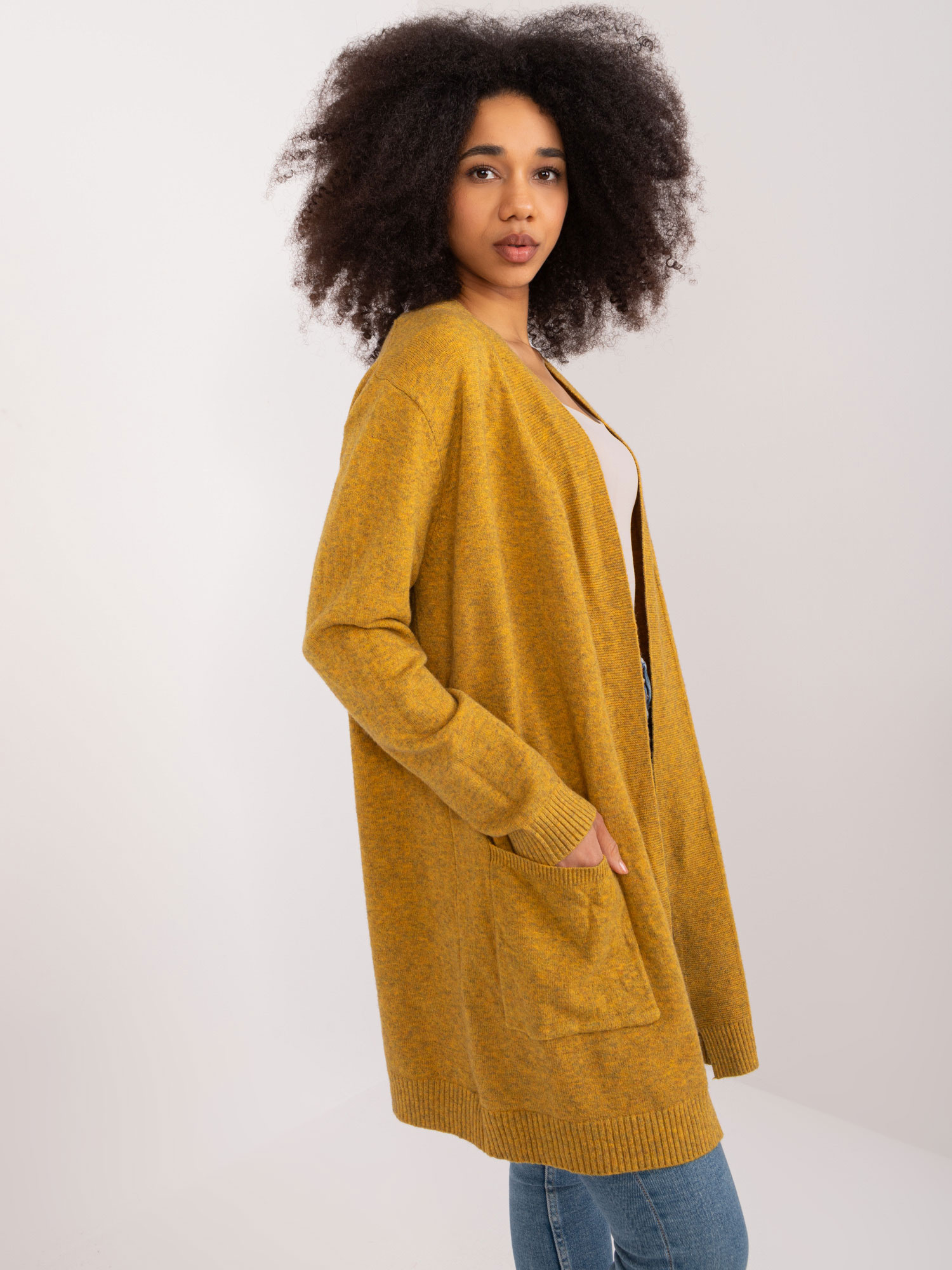 Wholesale Dark Yellow Cardigan with Viscose