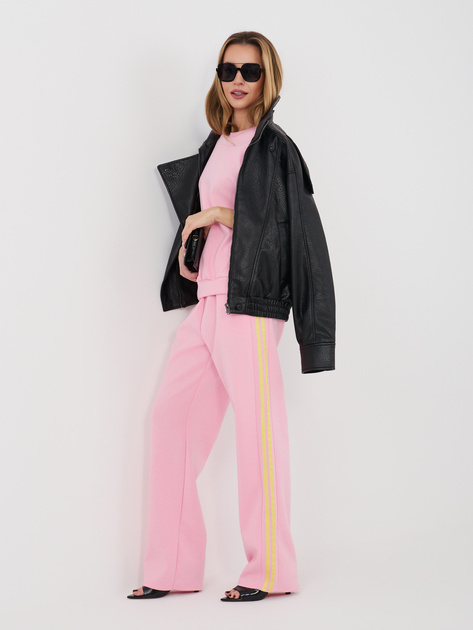 Różowe dresowe spodnie z lampasami RUE PARIS