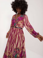 Hurt Fioletowa sukienka z kopertowym dekoltem