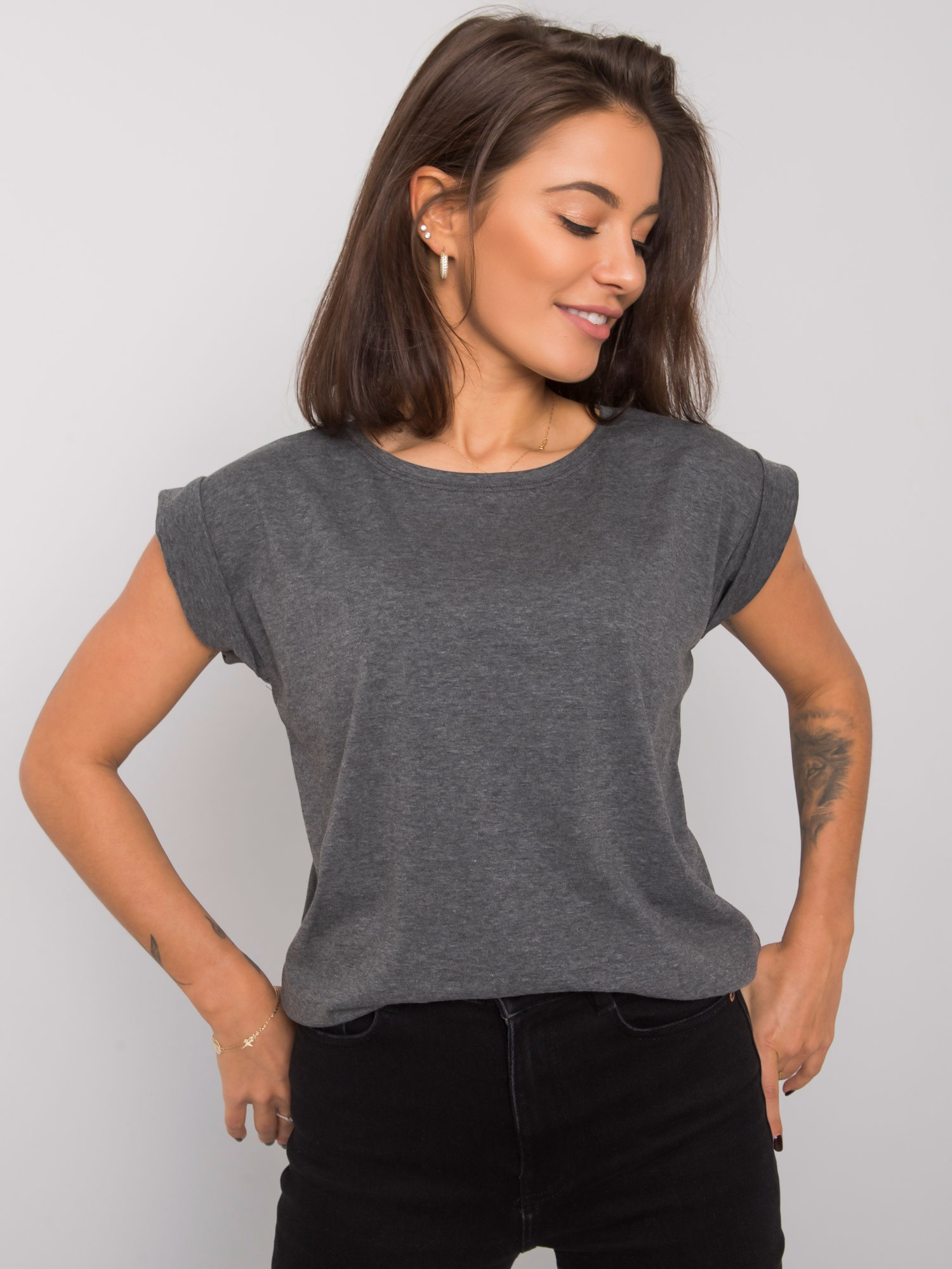 Ciemnoszary melanżowy t-shirt Revolution