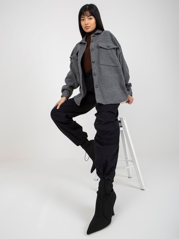 Hurt Ciemnoszara ciepła koszula damska z długim rękawem