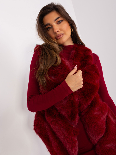 Hurtownia Bordowa asymetryczna kamizelka damska