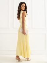 Jasnożółta plisowana sukienka bez rękawów RUE PARIS 