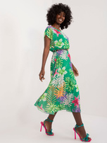Hurt Zielona midi sukienka w tropikalny wzór 