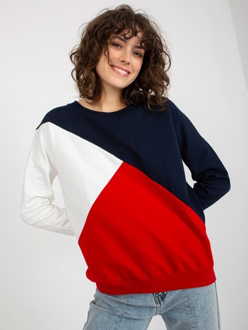 Damen Basic Hoodie ohne Kapuze in Granatblau-Rot.
