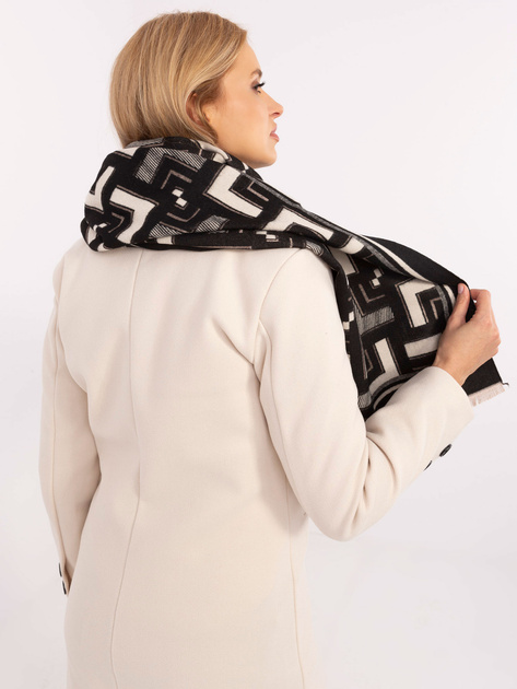 Hurt Czarno-ecru damski szal z domieszką wełny