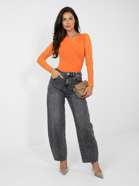 Pomarańczowe eleganckie body z siateczki