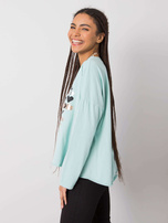 Pfefferminzfarbige Bluse mit langen Ärmeln Miriana.