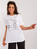 Hurtownia Biały bawełniany t-shirt z nadrukiem
