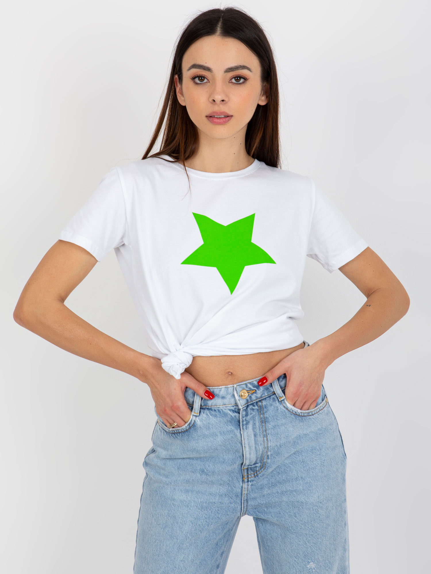 Hurt weiß-grünes T-Shirt mit Sternenaufdruck BASIC FEEL GOOD.