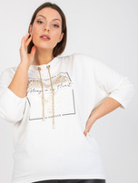 Biała codzienna bluzka plus size z aplikacją z dżetów 