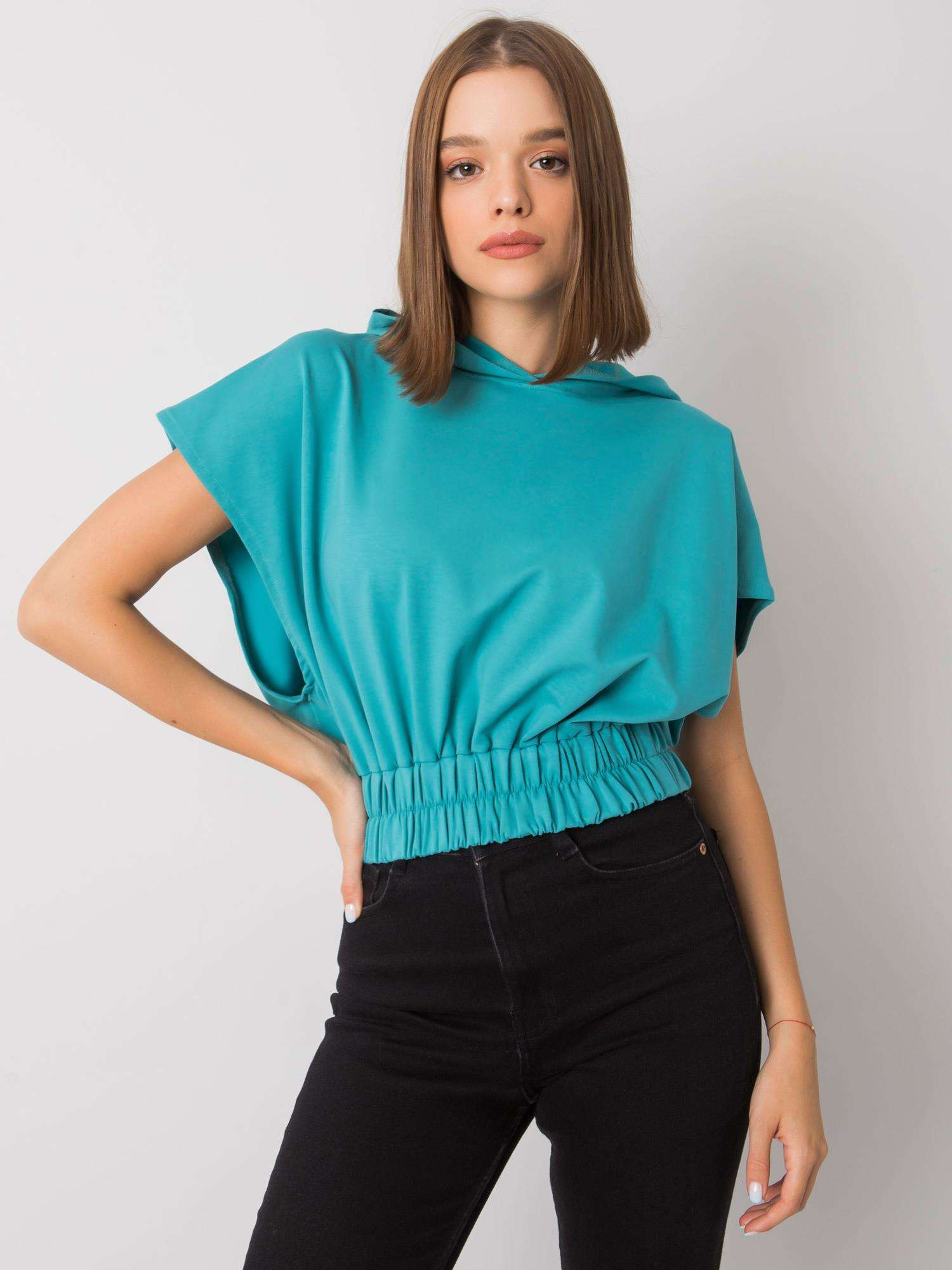 Turkusowa bluza z krótkim rękawem Jeneen