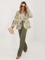 Zielona elegancka marynarka z printem 