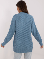 Hurt Niebieski luźny sweter rozpinany z długim rękawem