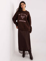 Ciemnobrązowa damska bluza z okrągłym dekoltem