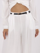 Białe lenie spodnie palazzo z wiskozą
