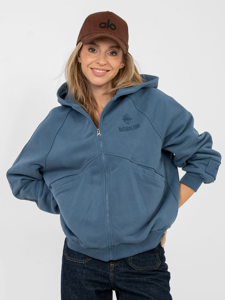 Brudnoniebieska rozpinana bluza z kapturem NATURAL SIDE