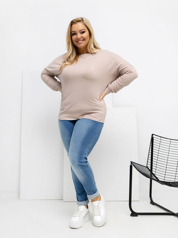 Beżowa bluzka plus size z miękkiego modalu