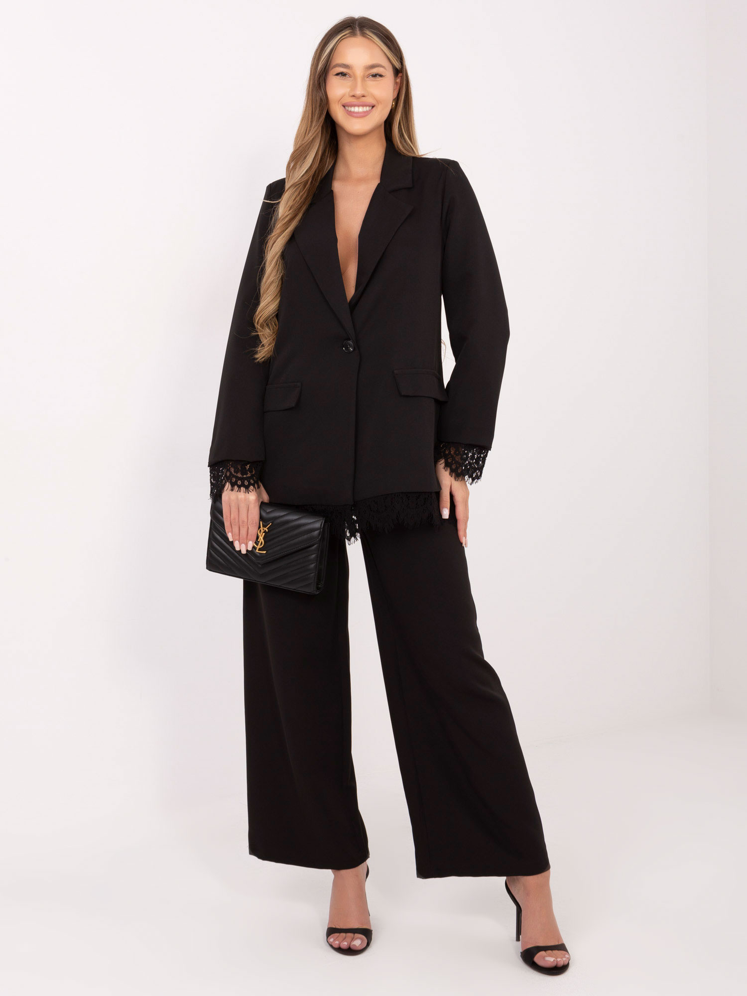 Black elegant blazer with lace.