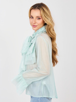 Jasnomiętowa rozpinana koszula z rękawem typu dzwon