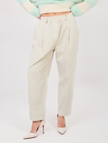 Jasnobeżowe spodnie marchewki z sztruksu