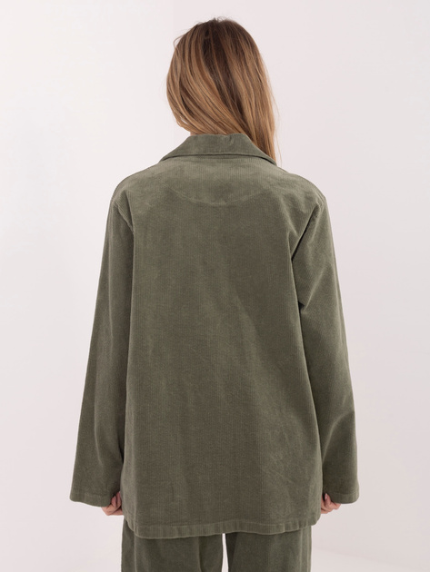 Khaki jednorzędowa marynarka z sztruksu RUE PARIS