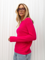 Fuchsia Damen Basic Pullover mit langen Ärmeln.