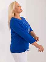 Didmeninė Kobalto spalvos kasdienė plus size medvilninė palaidinė