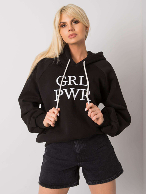 Czarna ocieplana bluza z kapturem Debby