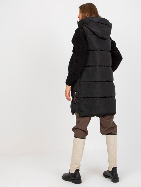 Hurt Czarna kamizelka puchowa z kapturem i pikowaniem