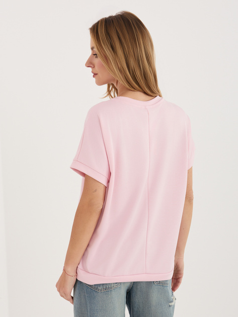 Jasnoróżowa bluzka z wypukłym napisem RUE PARIS