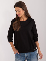Hurtownia Czarna damska bluzka z okrągłym dekoltem