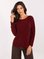 Burgundy women's sweater with long sleeves.