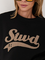 Czarna bluza oversize z wypukłym napisem RUE PARIS 